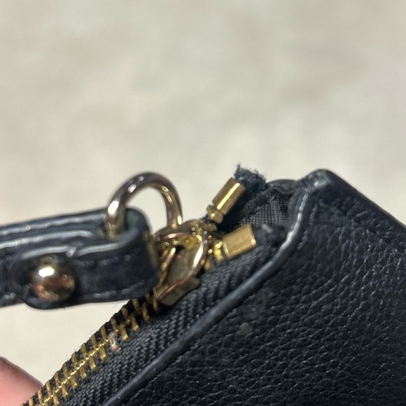 MICHAEL KORS Jet Set Black Large Zip Logo Pouch Clutch Luxury Pebbled Leather - Picture 5 of 10